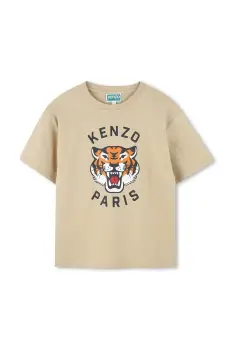 Kenzo Kids tricou de bumbac pentru copii culoarea bej, cu imprimeu, K61505 imagine
