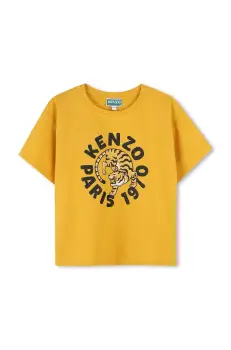 Kenzo Kids tricou de bumbac pentru copii culoarea galben, K60916 imagine
