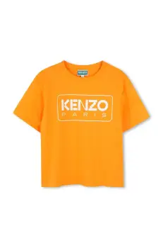 Kenzo Kids tricou de bumbac pentru copii culoarea portocaliu, K61064 imagine
