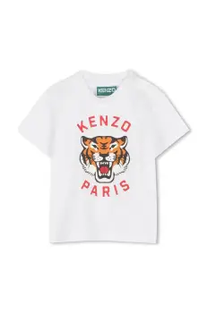 Kenzo Kids tricou din bumbac pentru bebelusi culoarea alb, cu imprimeu, K60977 imagine