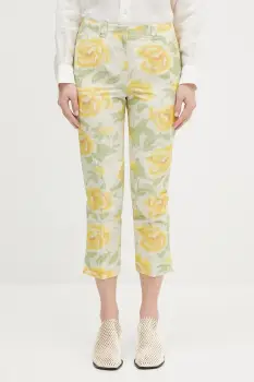 Kenzo pantaloni culoarea galben, drept, high waist, FF52PA0939O1.01 imagine