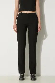 Kenzo pantaloni de lana culoarea negru, fason tigareta, high waist, FE62PA0929GE.99 imagine