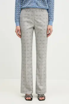 Kenzo pantaloni de lana femei, culoarea gri, evazati, high waist, FF52PA1019JW.93 imagine