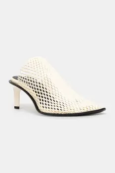 Kenzo papuci Mule culoarea bej, cu toc cui, FF52MU140L64.02 imagine