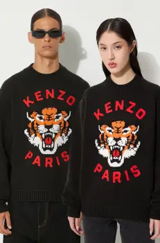 Kenzo pulover de lana Rws Lucky Tiger Jumper culoarea negru, calduros, FE68PU4773LH.99J imagine