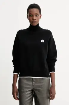 Kenzo pulover din amestec de lana culoarea negru, cu guler, FF62PU7183LF imagine