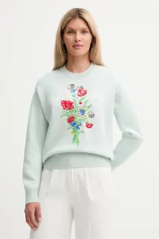 Kenzo pulover din amestec de lana culoarea turcoaz, FF62PU7303BG imagine