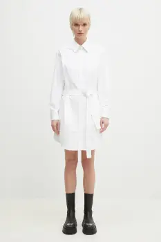 Kenzo rochie din bumbac culoarea alb, mini, dreapta, FF52RO4059LO.01 imagine