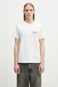 Kenzo tricou din bumbac barbati, culoarea alb, cu imprimeu, FF55TS5254SO.02 imagine