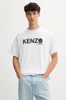 Kenzo tricou din bumbac Boke Flower 2.0 barbati, culoarea alb, cu imprimeu, FF55TS4914SG.01 imagine