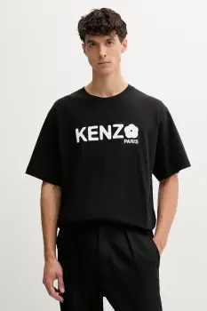 Kenzo tricou din bumbac Boke Flower 2.0 barbati, culoarea negru, cu imprimeu, FF55TS4914SG.99J imagine