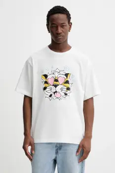 Kenzo tricou din bumbac culoarea alb, cu imprimeu, FG55TS4034SG imagine