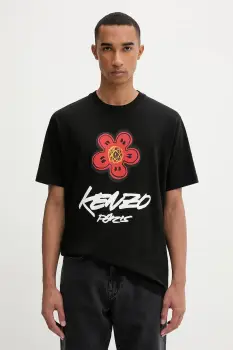 Kenzo tricou din bumbac culoarea negru, cu imprimeu, FF65TS2654SG imagine