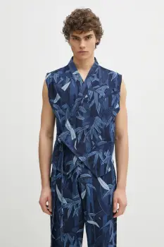 Kenzo vesta de blugi barbati, culoarea albastru marin, de tranzitie, FF55DV0026P1.DM imagine