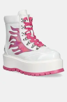 Koi Footwear botine Kawaii Helios Hologram Flame Boots femei, culoarea alb, cu platforma, Kawaii Helios Pink imagine