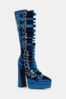 Koi Footwear cizme Cyberspace culoarea bleumarin, cu toc drept, Cyberspace Celestial imagine