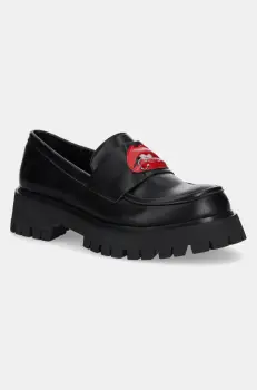 Koi Footwear mocasini x Rocky Horror Show Science Fiction Lips Loafers femei, culoarea negru, cu platforma, Science Fiction Lips imagine