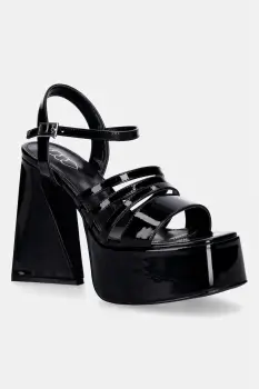 Koi Footwear sandale Dynasty All Black Platform Strappy Heels imagine
