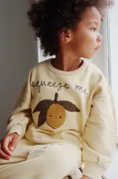 Konges Slojd bluza copii culoarea bej, cu imprimeu imagine