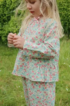 Konges Slojd bluza copii ELIN BOW BLOUSE GOTS culoarea turcoaz, modelator, KS102432 imagine