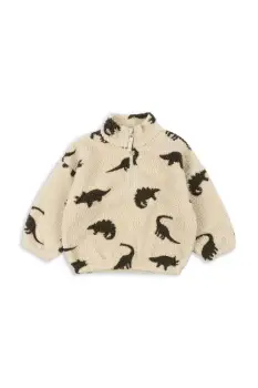 Konges Slojd bluza copii JODY TEDDY HALF ZIP GRS culoarea bej, cu imprimeu, KS104067 imagine