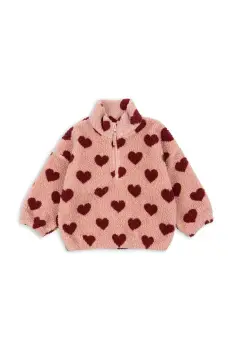 Konges Slojd bluza copii JODY TEDDY HALF ZIP GRS culoarea roz, cu imprimeu, KS104067 imagine