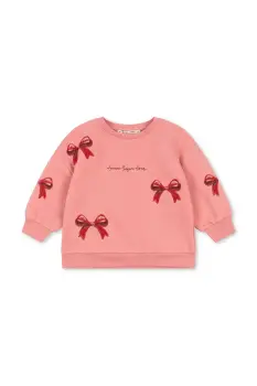 Konges Slojd bluza copii LOU BOW SWEAT SHIRT OCS culoarea roz, cu model, KS104343 imagine