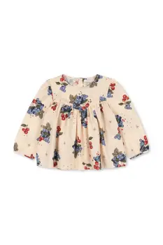 Konges Slojd bluza de bumbac pentru copii AVI LS BLOUSE GOTS culoarea bej, cu model, KS104202 imagine