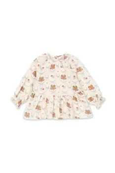 Konges Slojd bluza de bumbac pentru copii COCO BLOUSE GOTS culoarea bej, cu imprimeu, KS103757 imagine