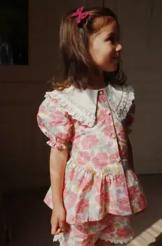 Konges Slojd bluza de bumbac pentru copii COEUR COLLAR SHIRT GOTS culoarea roz, modelator, KS102850 imagine