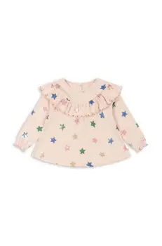 Konges Slojd bluza de bumbac pentru copii MALLI GLITTER BLOUSE GOTS culoarea bej, modelator, KS101593 imagine