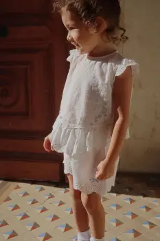 Konges Slojd bluza de bumbac pentru copii RHW X KS FIORI TOP GOTS culoarea alb, uni, Rosie Huntington Whiteley KS103599 imagine