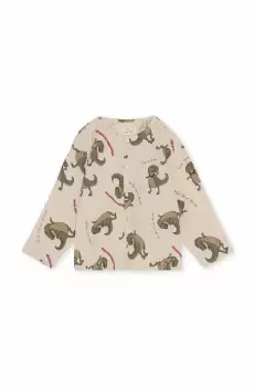 Konges Slojd camasa de pijama copii culoarea bej, neted imagine