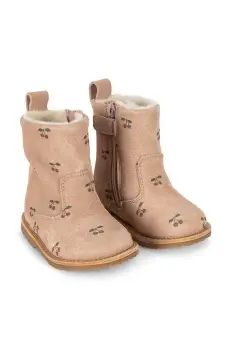 Konges Slojd cizme din piele intoarsa pentru copii PIPPI PULL ON BOOT culoarea portocaliu, KS101280 imagine