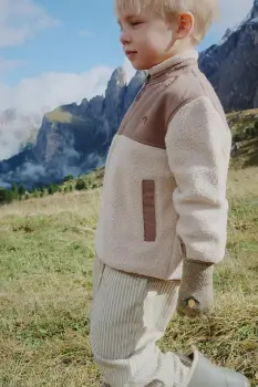 Konges Slojd geaca copii FLYNN FLEECE JACKET GRS culoarea bej, KS103464 imagine