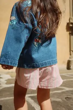 Konges Slojd geaca de blugi pentru copii MAGOT SEQUIN DENIM JACKET GOTS imagine
