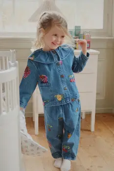 Konges Slojd geaca de blugi pentru copii MAGOT SEQUIN DENIM SHIRT GOTS culoarea bleumarin, KS104363 imagine