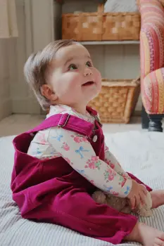 Konges Slojd pantaloni copii BARBARA OVERALL culoarea bordo, uni, KS103687 imagine