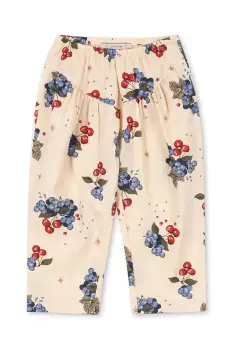 Konges Slojd pantaloni de bumbac pentru copii AVI PANTS GOTS culoarea bej, cu imprimeu, KS104204 imagine