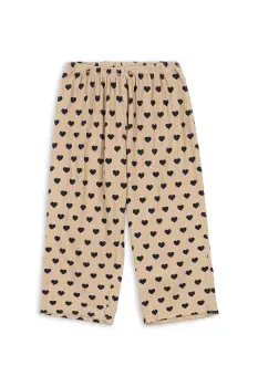 Konges Slojd pantaloni de bumbac pentru copii CHLEO PANTS GOTS culoarea bej, cu imprimeu, KS103752 imagine