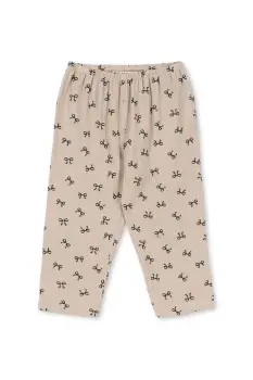 Konges Slojd pantaloni de bumbac pentru copii COCO PANTS GOTS culoarea bej, cu imprimeu, KS103760 imagine