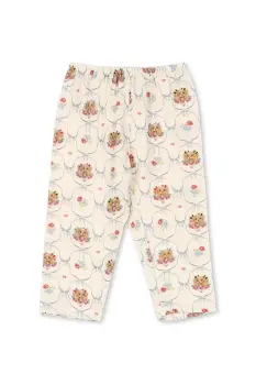 Konges Slojd pantaloni de bumbac pentru copii COCO PANTS GOTS culoarea bej, cu imprimeu, KS103760 imagine
