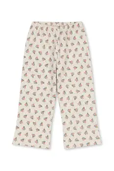 Konges Slojd pantaloni de bumbac pentru copii DREY PANTS GOTS culoarea bej, cu imprimeu, KS104291 imagine