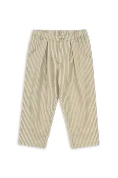 Konges Slojd pantaloni de bumbac pentru copii FRANKIE PANTS GOTS culoarea verde, cu imprimeu, KS103813 imagine