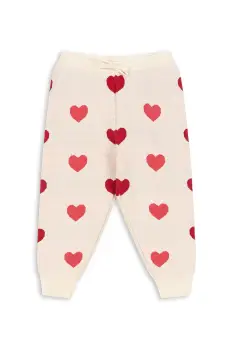 Konges Slojd pantaloni de bumbac pentru copii LAPIS KNIT PANTS GOTS culoarea bej, cu imprimeu, KS103855 imagine