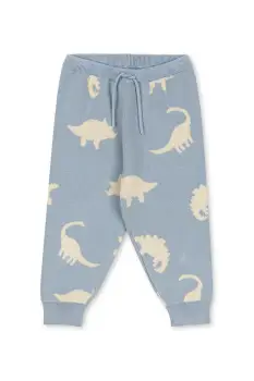 Konges Slojd pantaloni de bumbac pentru copii LAPIS KNIT PANTS GOTS culoarea gri, cu imprimeu, KS103855 imagine