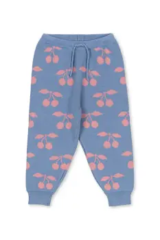 Konges Slojd pantaloni de bumbac pentru copii LAPIS KNIT PANTS GOTS culoarea violet, cu imprimeu, KS103855 imagine