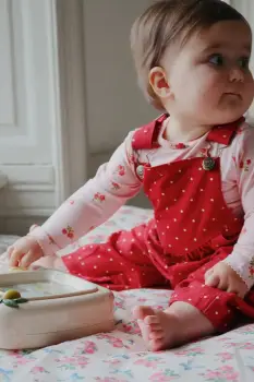 Konges Slojd pantaloni de bumbac pentru copii NOLA OVERALLS GOTS culoarea rosu, KS103945 imagine