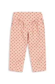 Konges Slojd pantaloni de bumbac pentru copii NOLA PANTS GOTS culoarea roz, cu imprimeu, KS103946 imagine