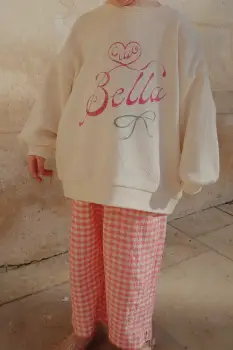 Konges Slojd pantaloni de bumbac pentru copii RHW X KS BELLA PANTS GOTS culoarea rosu, cu imprimeu, Rosie Huntington Whiteley KS103590 imagine